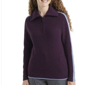 Icebreaker Women's Merino Lodge Long Sleeve Half Zip Sweater - NIGHTSHADE/ KYANI
